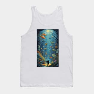 Starry Night Serenade: Van Gogh-Inspired Oceanic Harmony with Loving Couple Tank Top